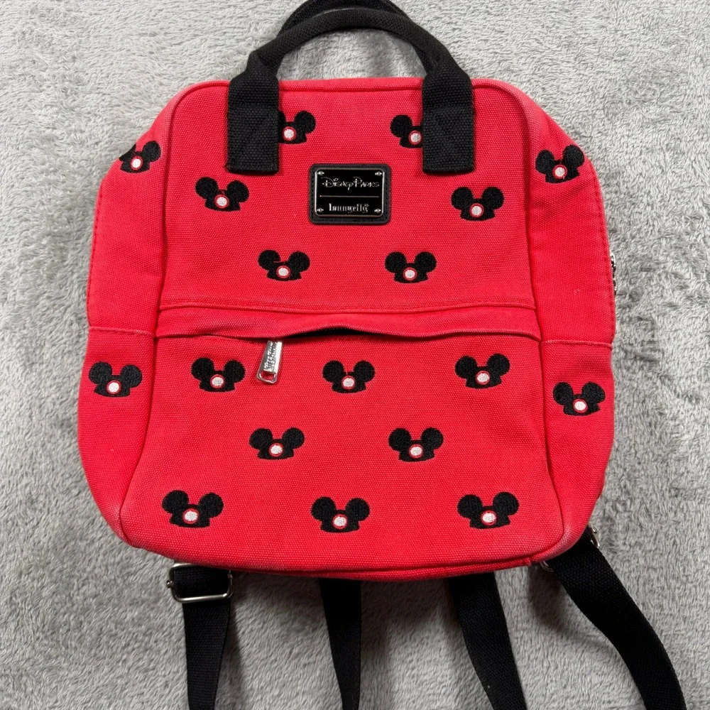 Disney Parks 2020 Red Canvas Loungefly Mickey Mouse Ear Hat Backpack